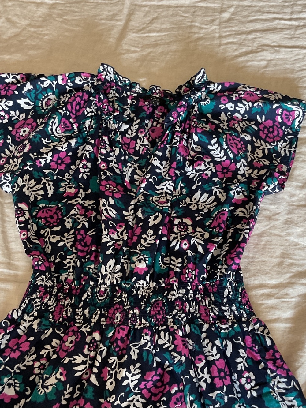 Rails Navy Floral Dress with Pink & Teal Accents